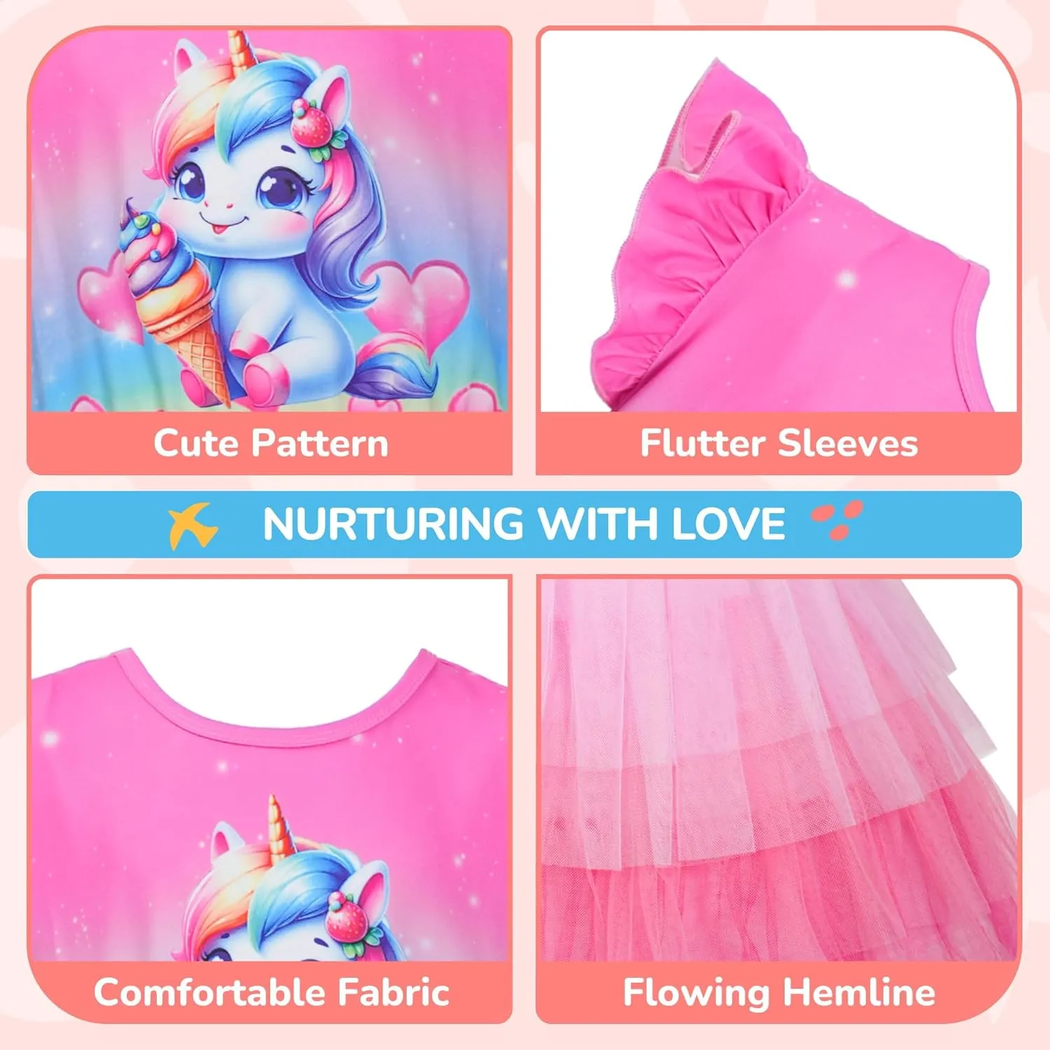 LQSZ Girls Tulle Dresses Princess Flutter Sleeve Tutu Dress for Toddler Girl 3-12 Years