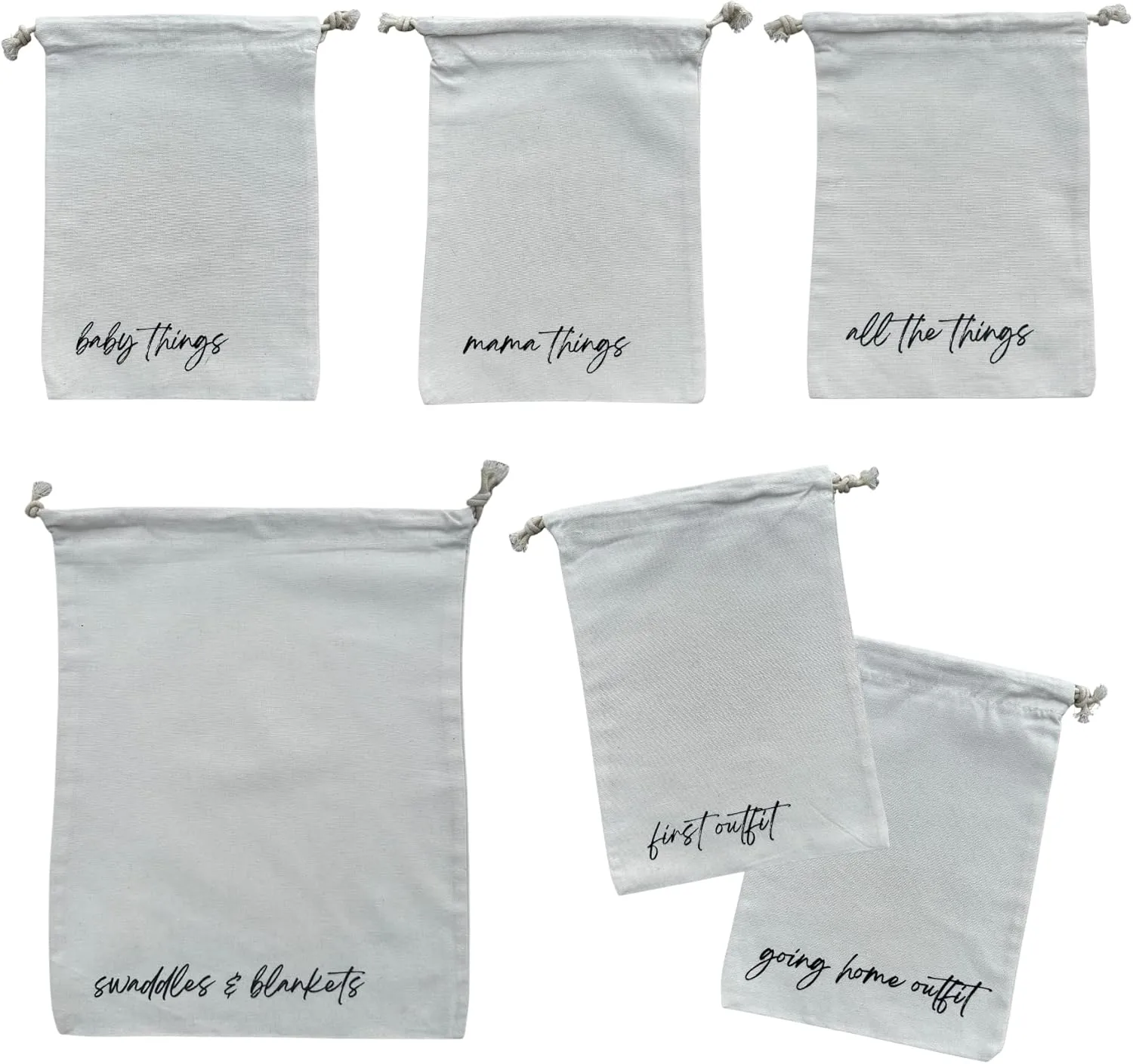Lucky Love Hospital Bags For Labor and Delivery, Diaper Bag Organizing Pouches and Hospital Bag Essentials For Mom (Canvas Drawstring Hospital Pouches)