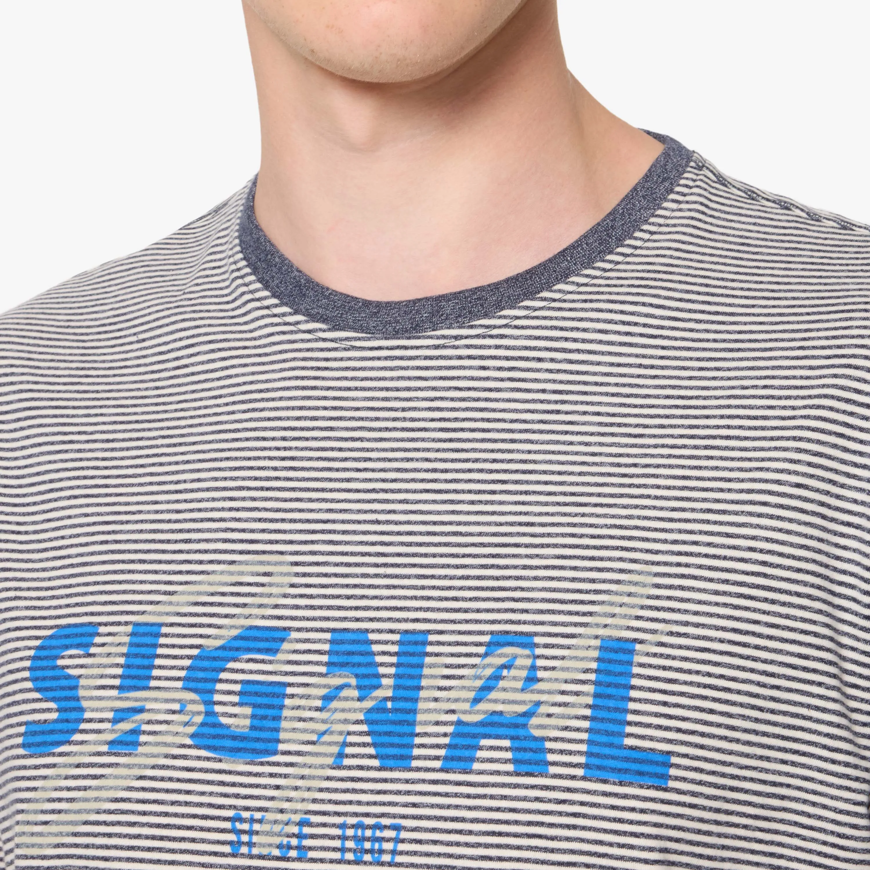 LukeSi Print Stripe Tee - Blue Captain