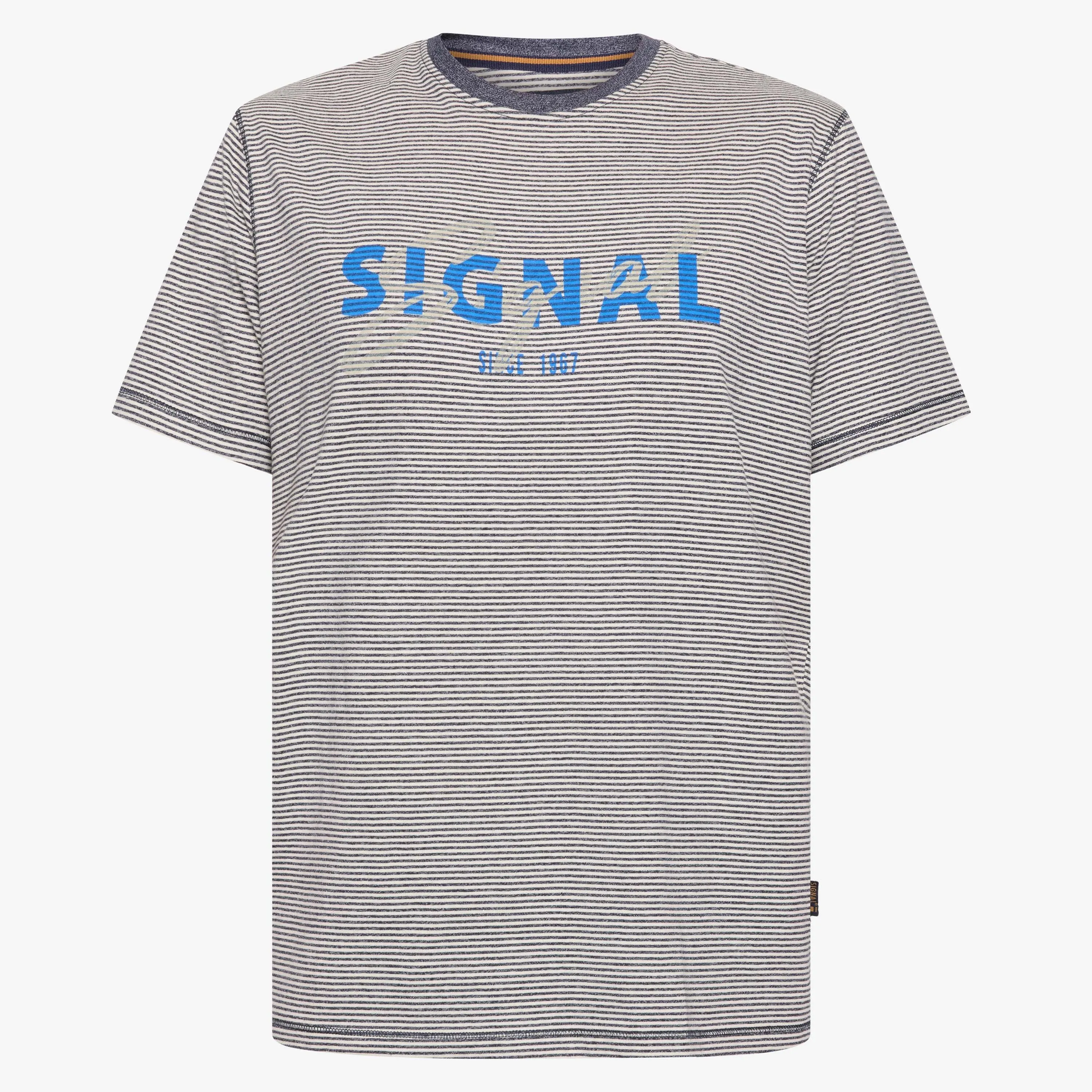 LukeSi Print Stripe Tee - Blue Captain