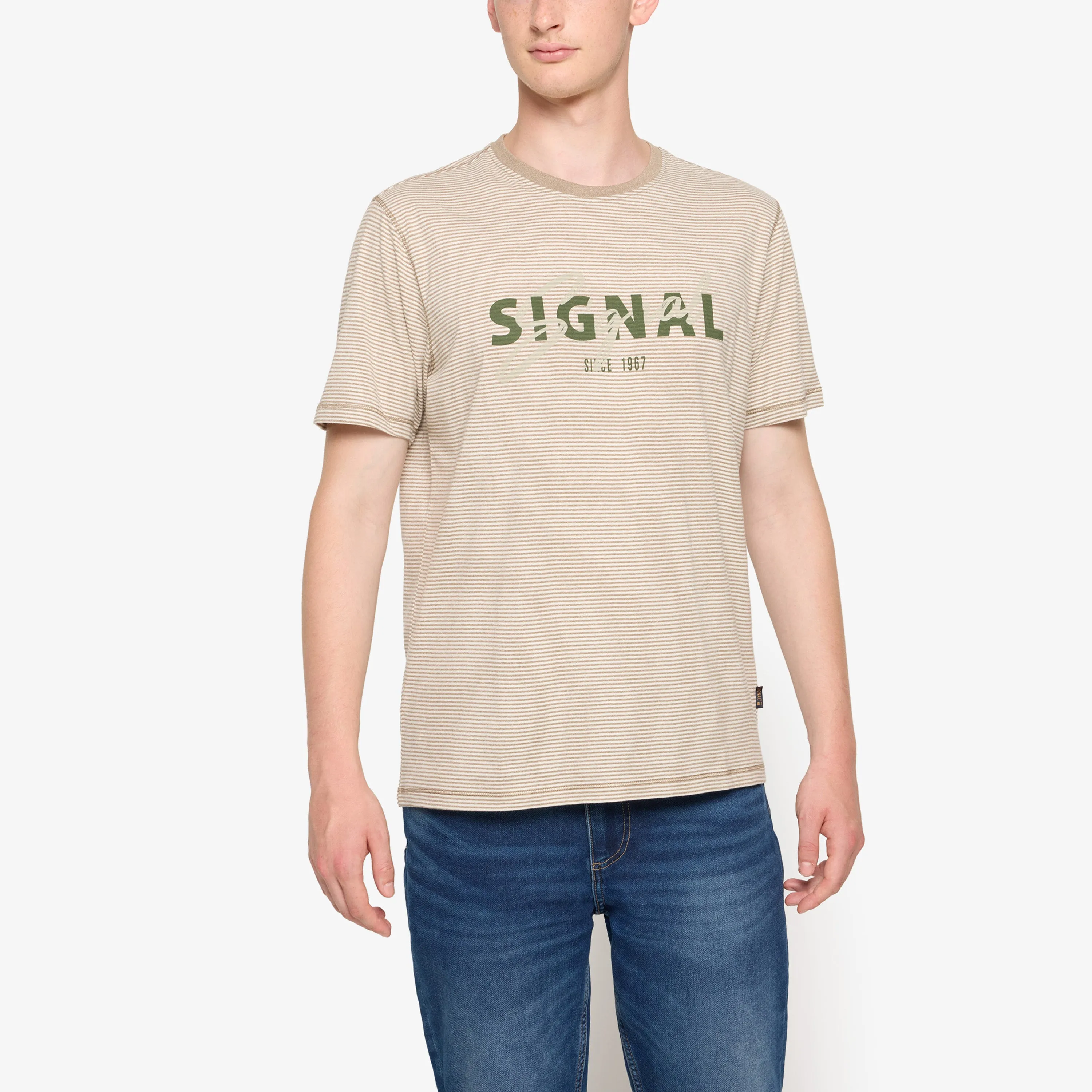 LukeSi Print Stripe Tee - Dry Teak