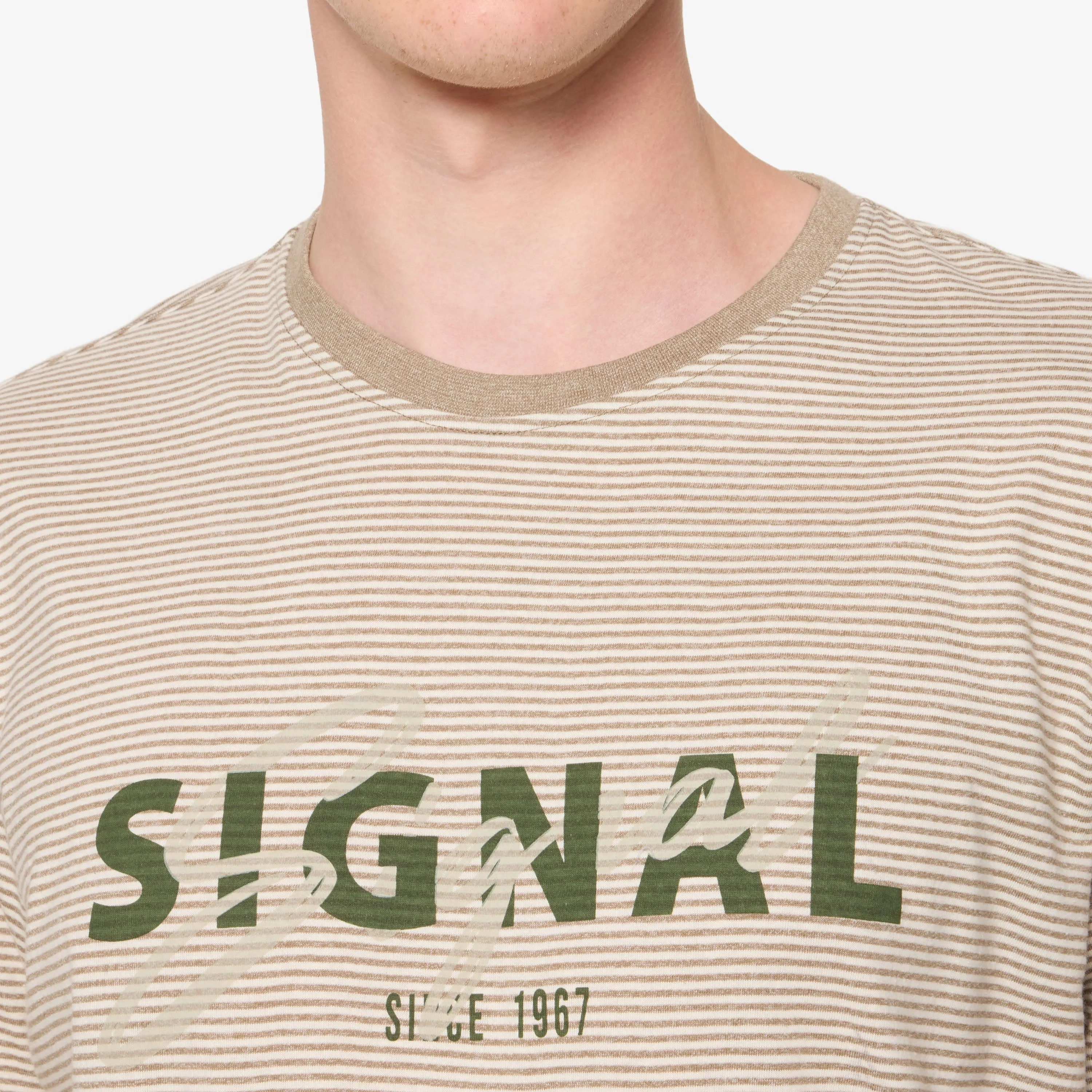 LukeSi Print Stripe Tee - Dry Teak