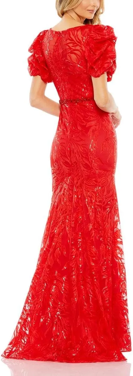 Mac Duggal Womens Lace Embellished Evening Dress