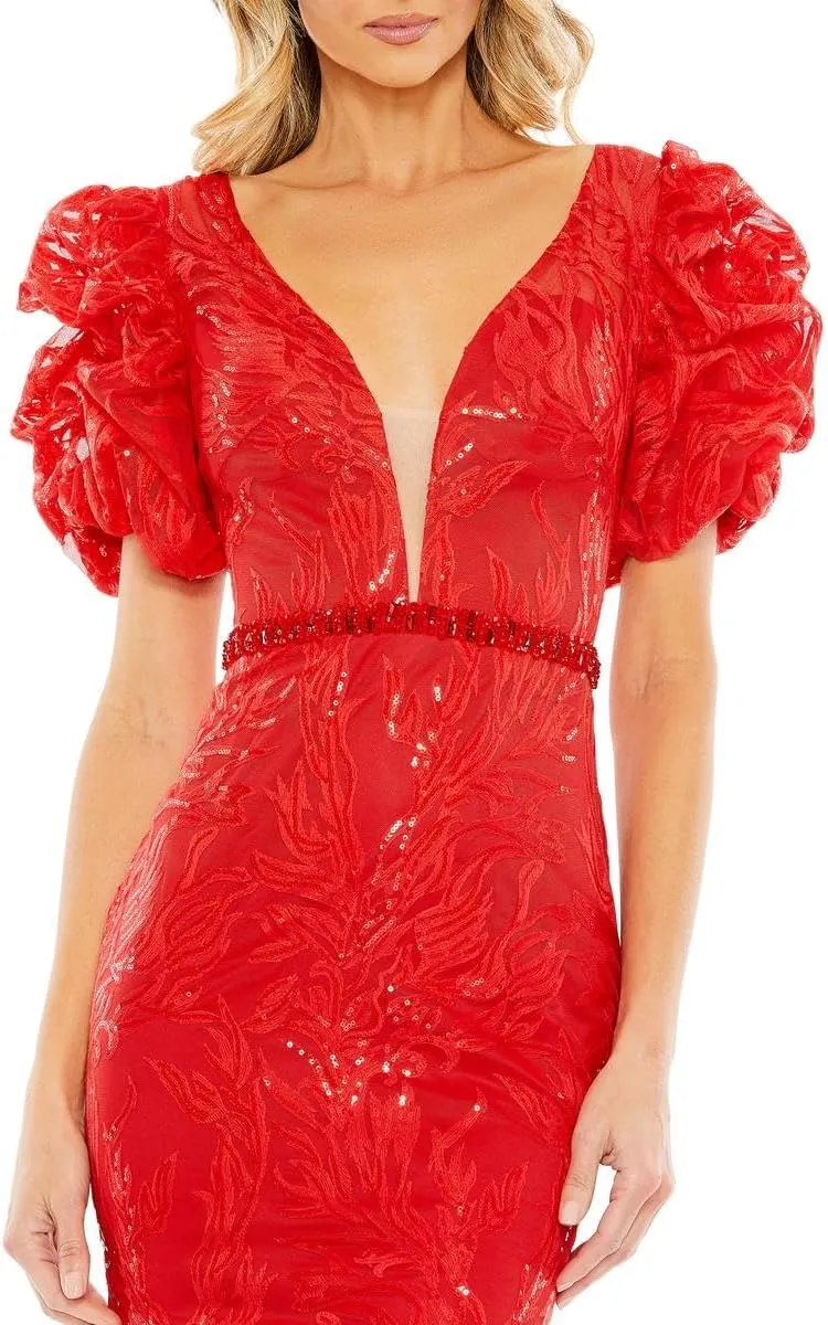 Mac Duggal Womens Lace Embellished Evening Dress