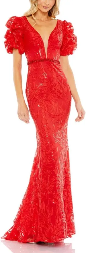 Mac Duggal Womens Lace Embellished Evening Dress