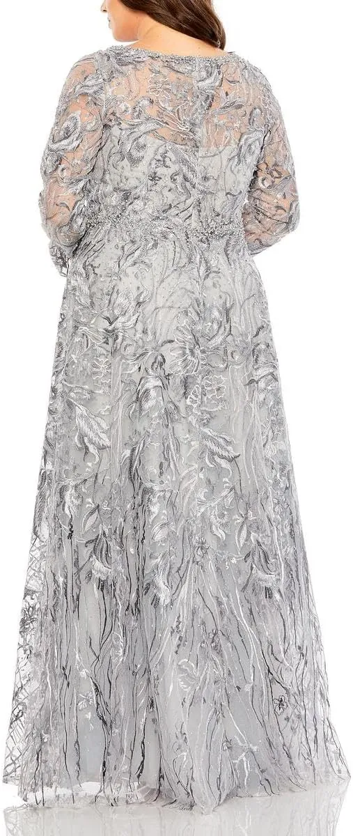 Mac Duggal Womens Plus Embellished Long Evening Dress