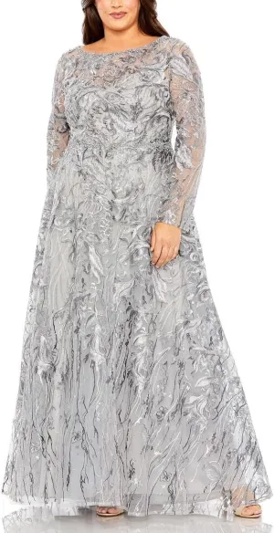 Mac Duggal Womens Plus Embellished Long Evening Dress