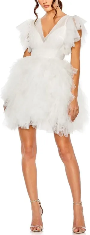 Mac Duggal Womens Ruffled Tulle Cocktail and Party Dress