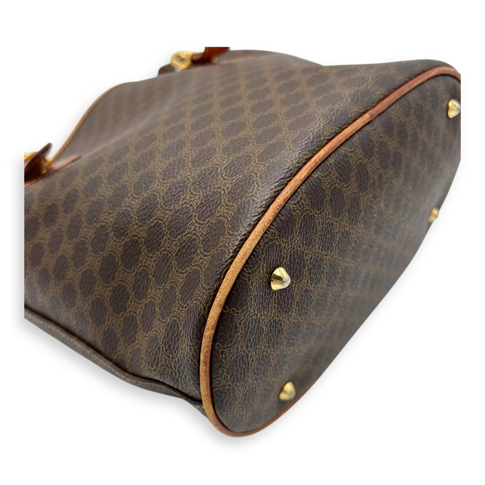 Macadam Shoulder Bag Brown in Coated Canvas, Gold hardware