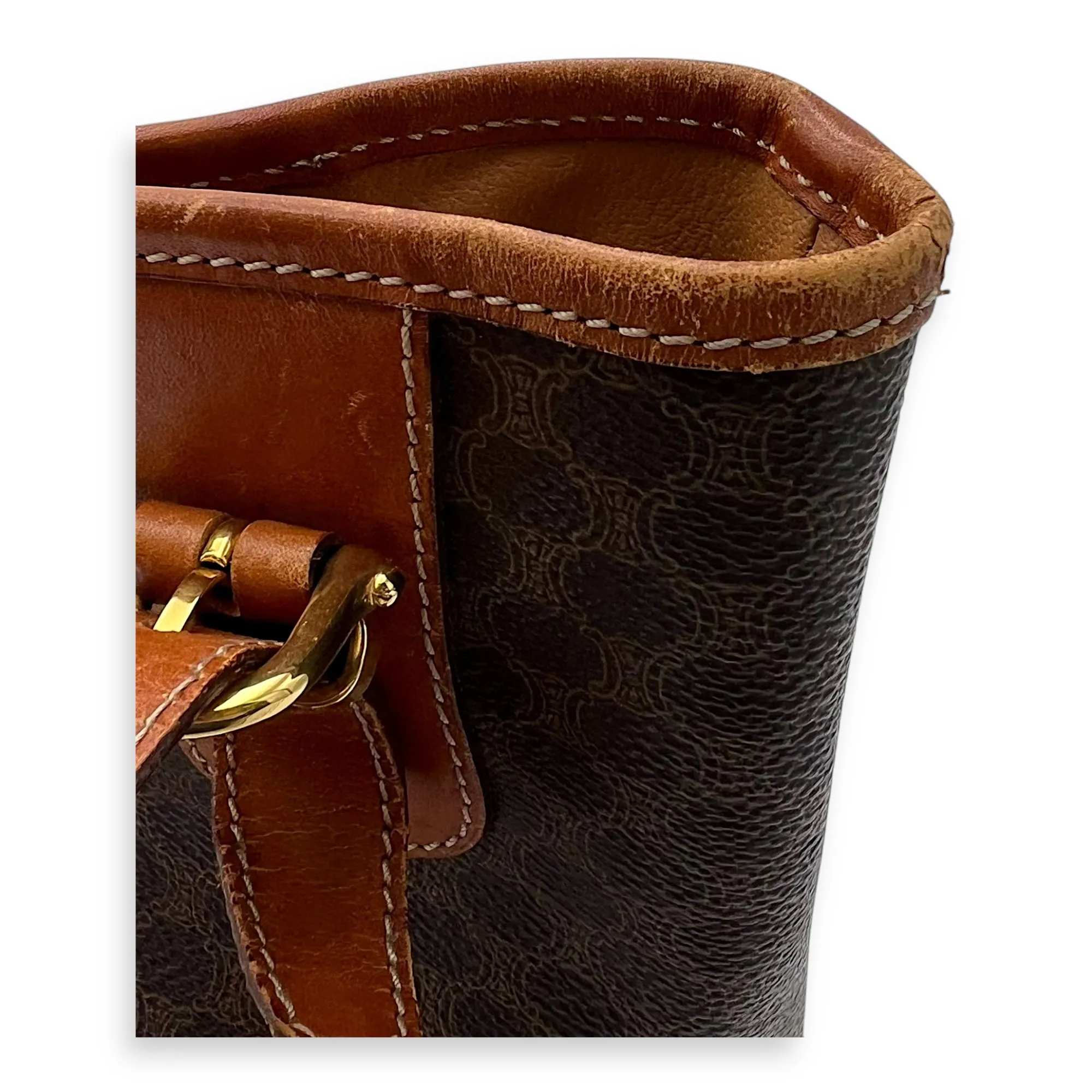 Macadam Shoulder Bag Brown in Coated Canvas, Gold hardware
