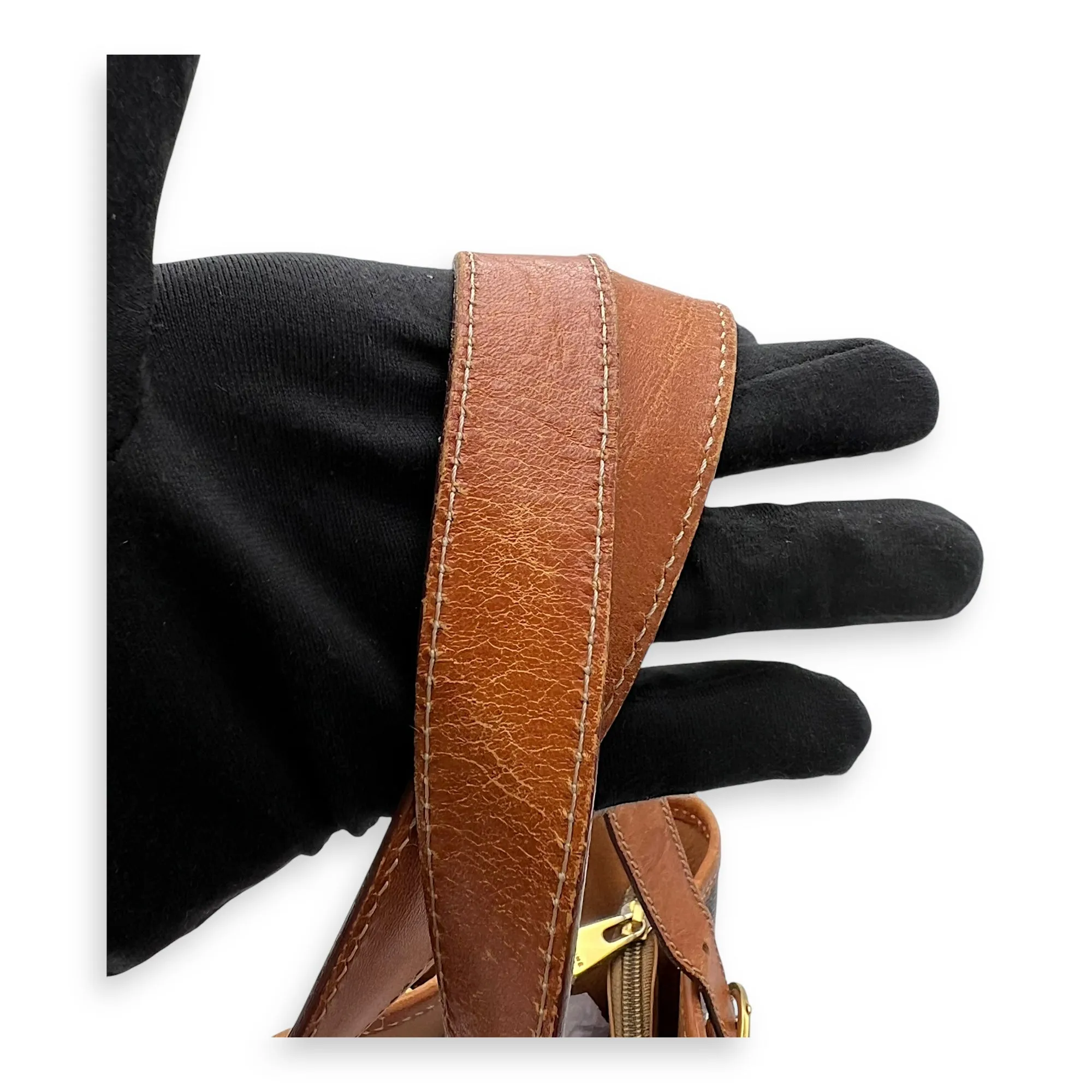 Macadam Shoulder Bag Brown in Coated Canvas, Gold hardware