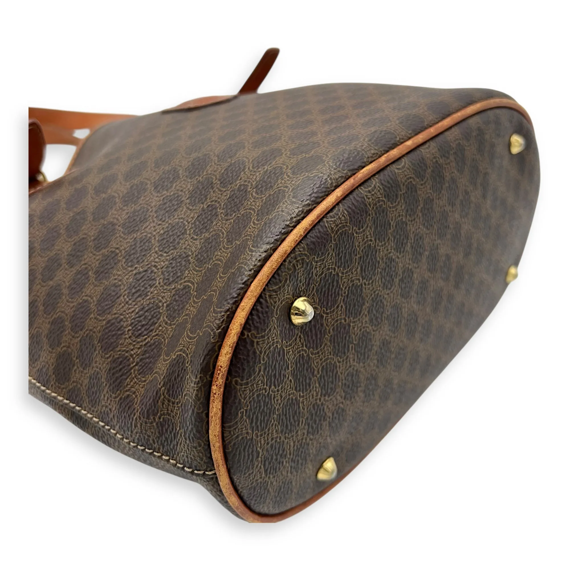 Macadam Shoulder Bag Brown in Coated Canvas, Gold hardware