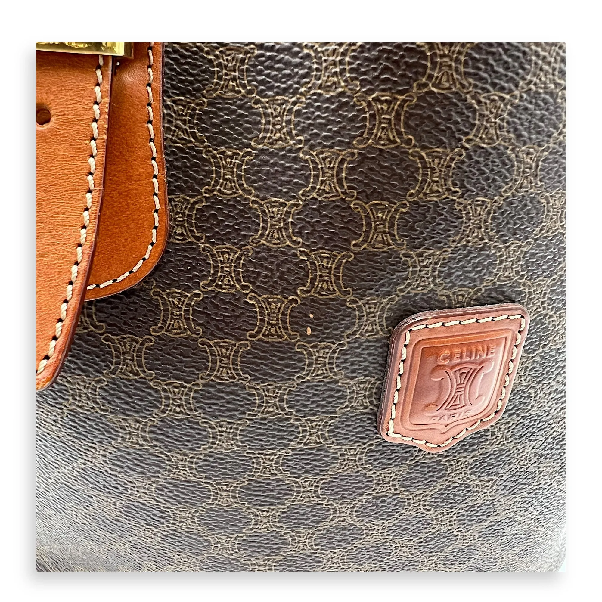 Macadam Shoulder Bag Brown in Coated Canvas, Gold hardware