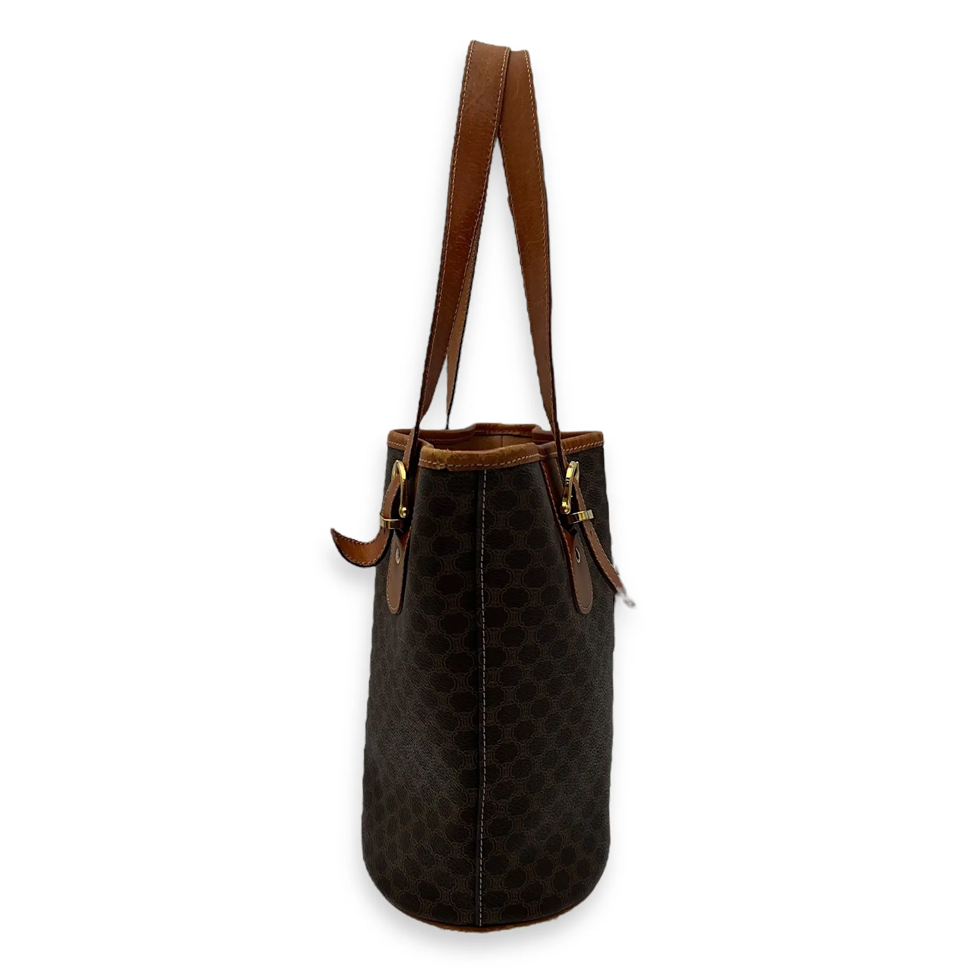 Macadam Shoulder Bag Brown in Coated Canvas, Gold hardware