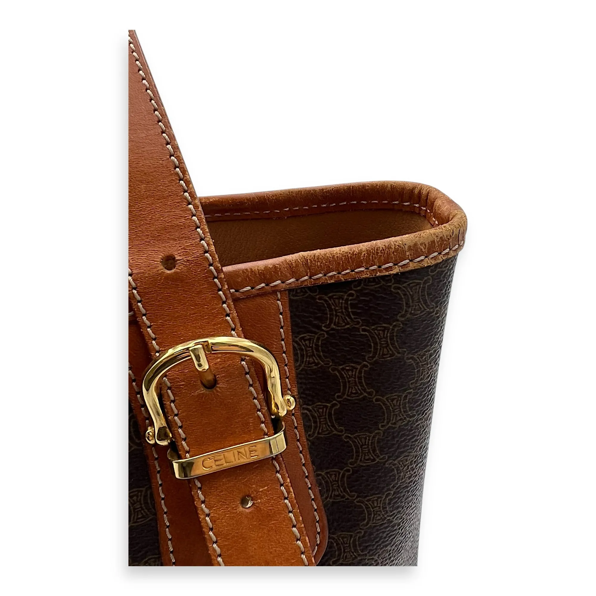 Macadam Shoulder Bag Brown in Coated Canvas, Gold hardware
