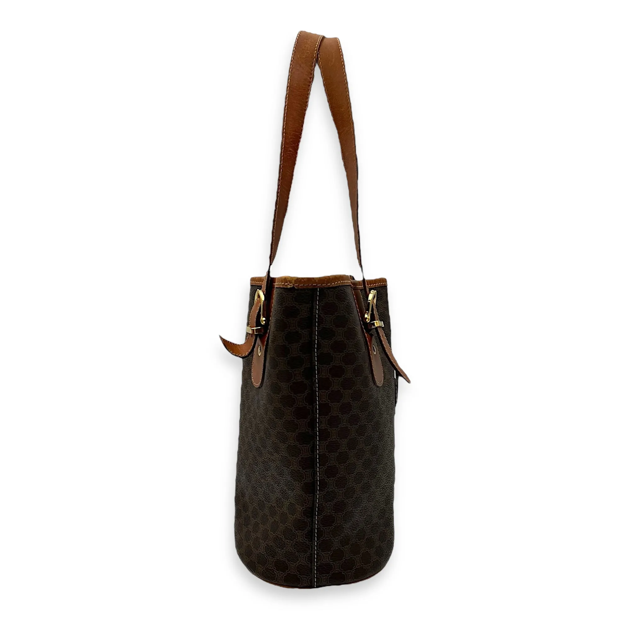 Macadam Shoulder Bag Brown in Coated Canvas, Gold hardware