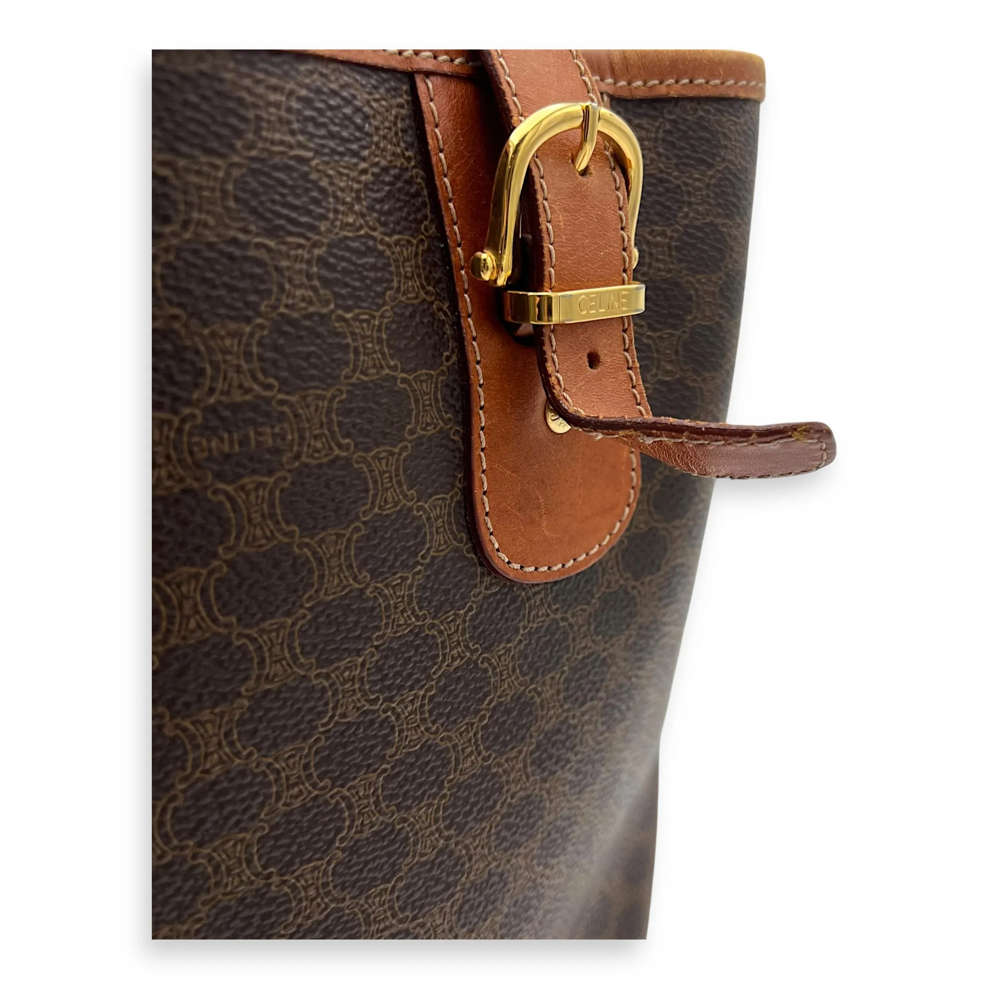 Macadam Shoulder Bag Brown in Coated Canvas, Gold hardware