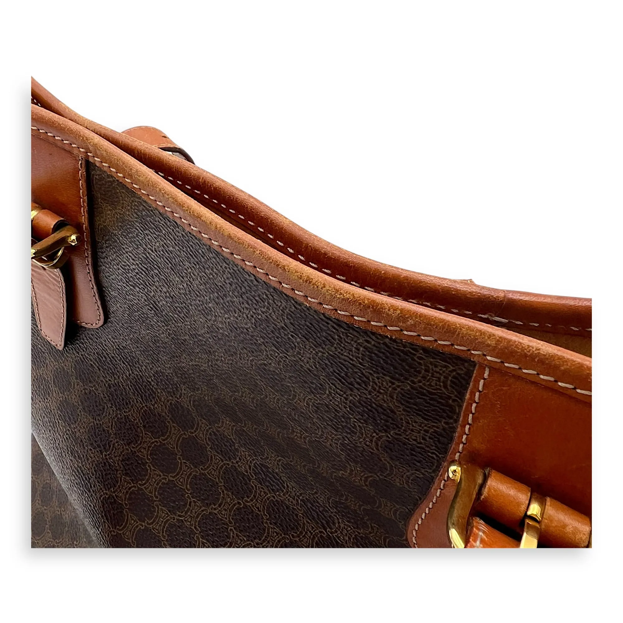 Macadam Shoulder Bag Brown in Coated Canvas, Gold hardware
