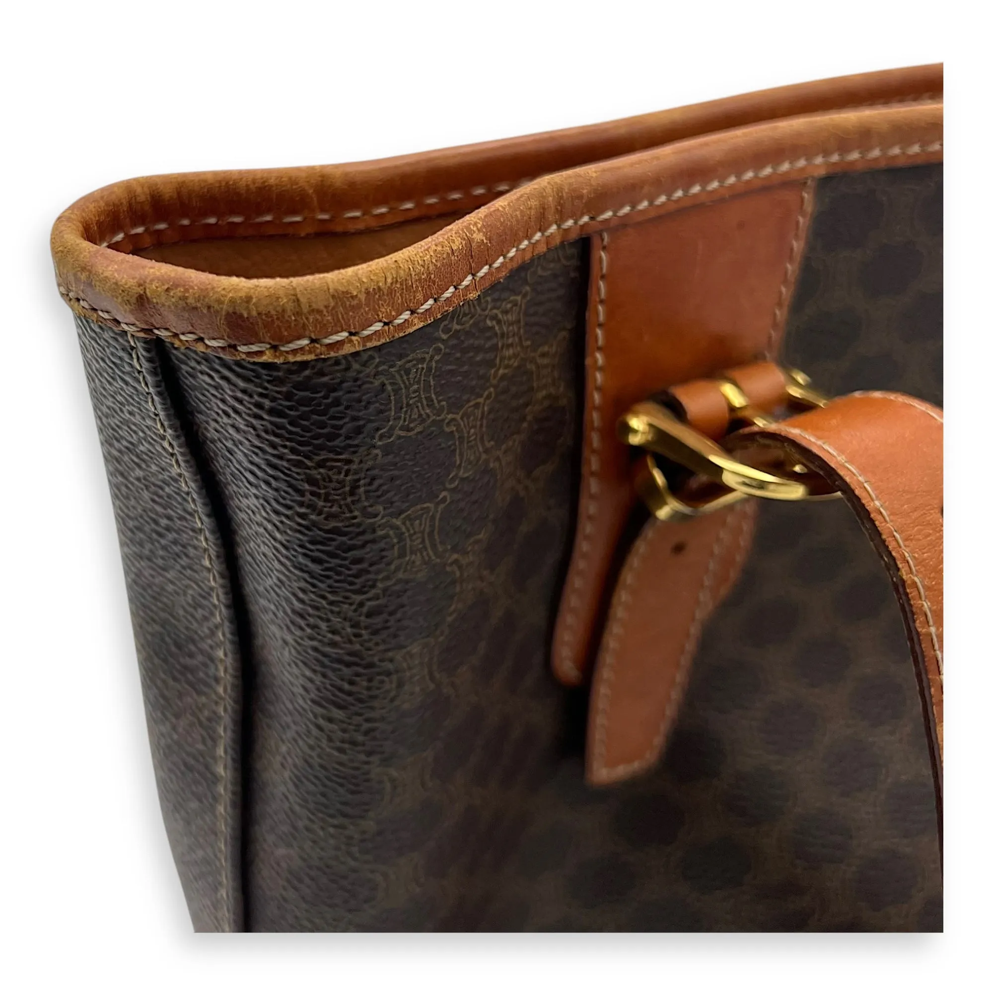 Macadam Shoulder Bag Brown in Coated Canvas, Gold hardware