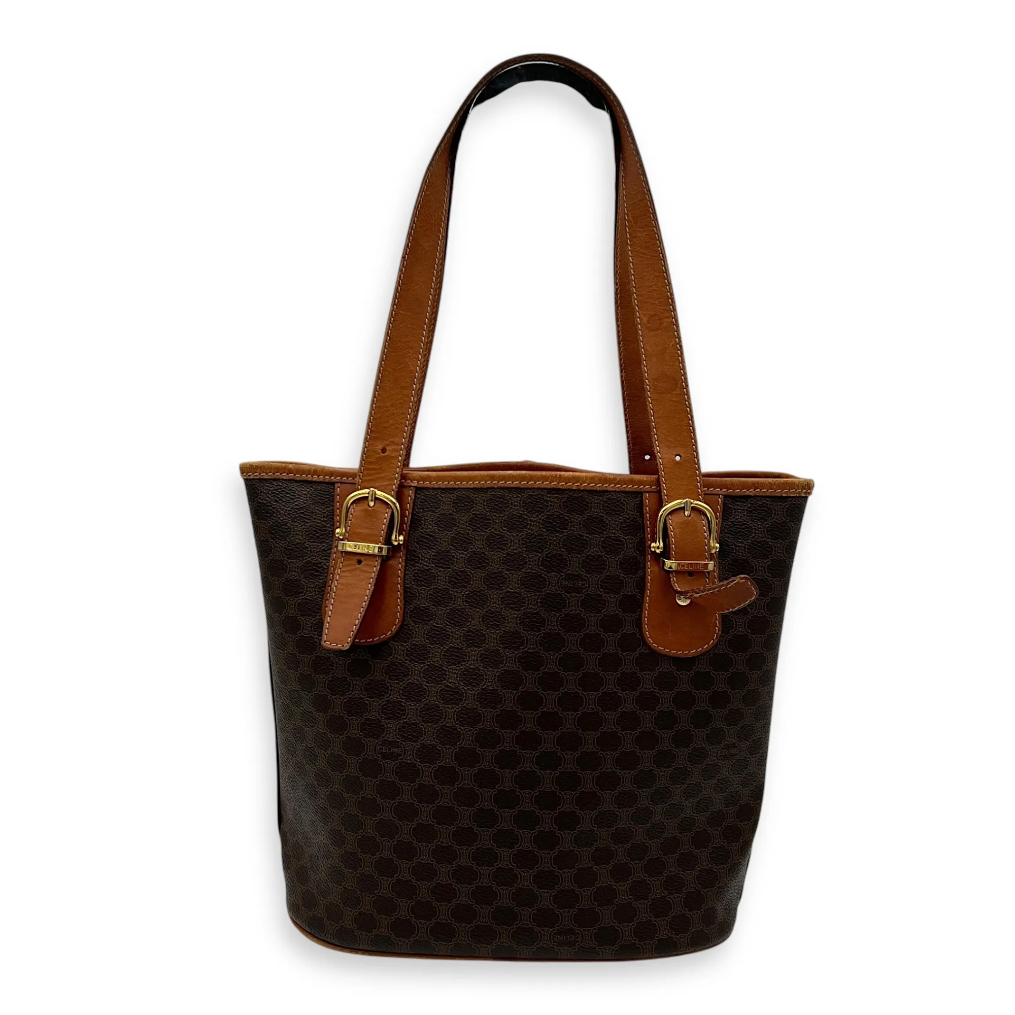 Macadam Shoulder Bag Brown in Coated Canvas, Gold hardware