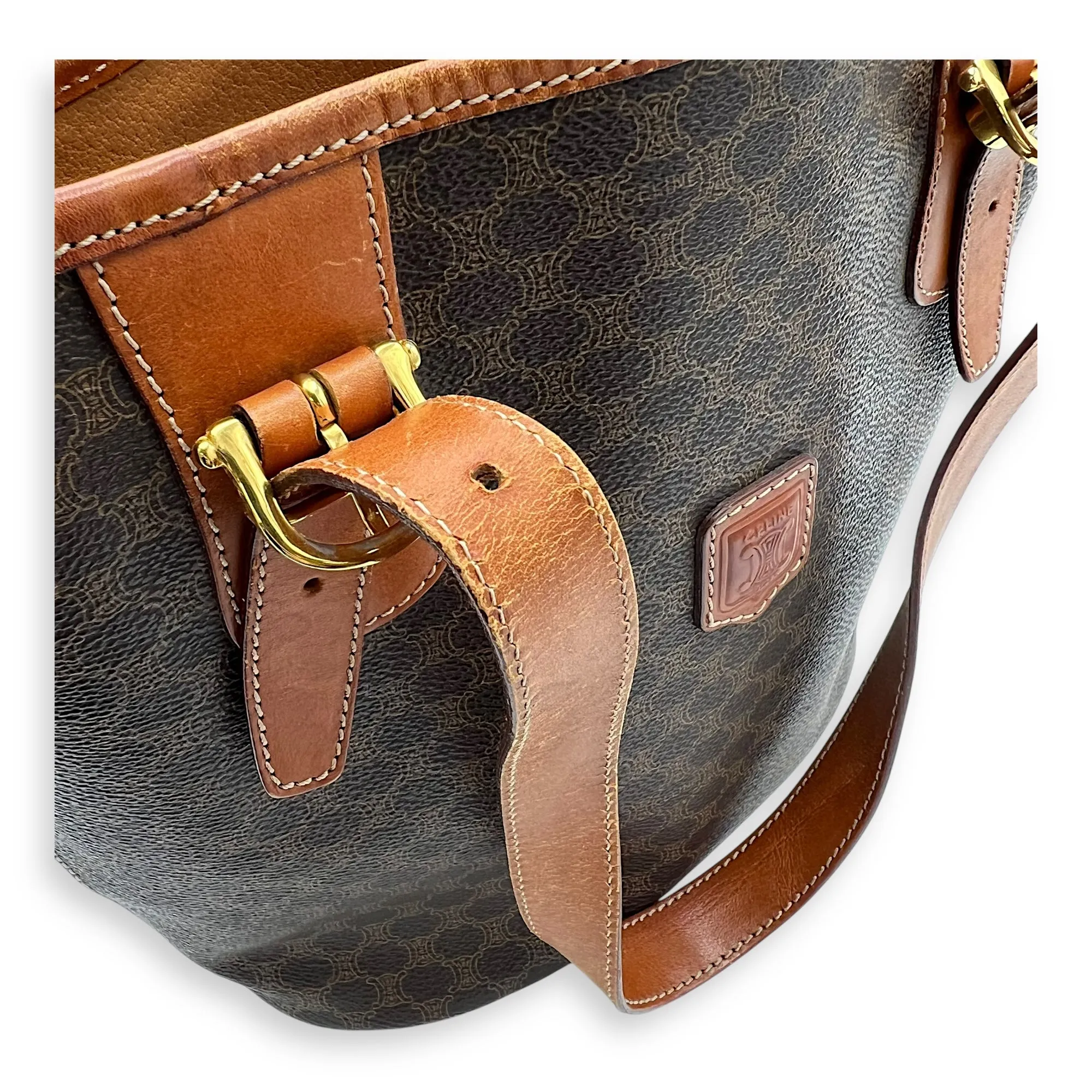 Macadam Shoulder Bag Brown in Coated Canvas, Gold hardware
