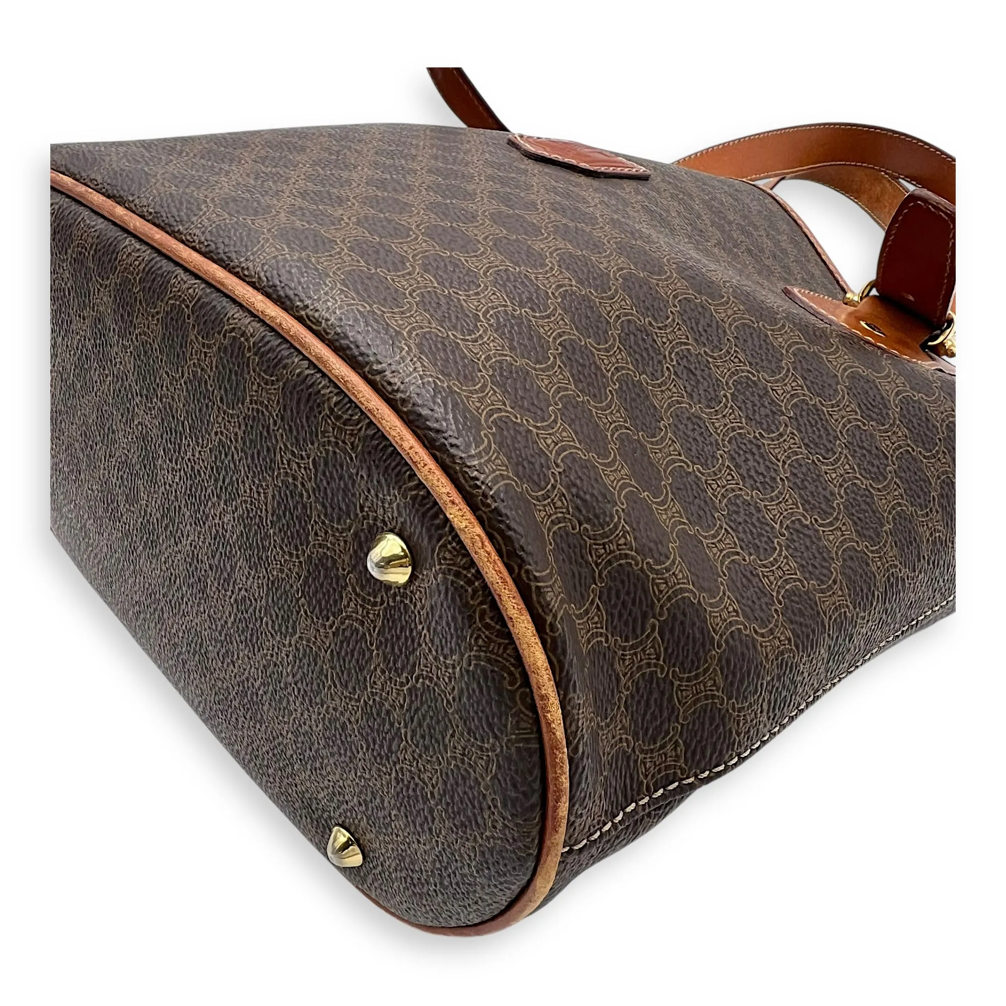 Macadam Shoulder Bag Brown in Coated Canvas, Gold hardware