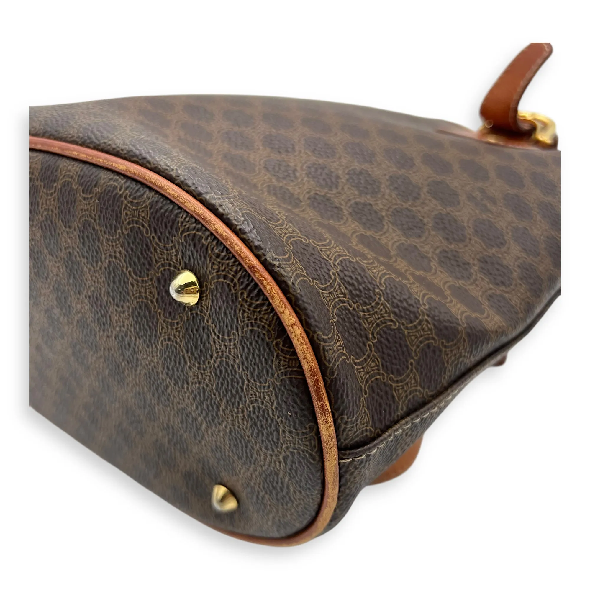 Macadam Shoulder Bag Brown in Coated Canvas, Gold hardware