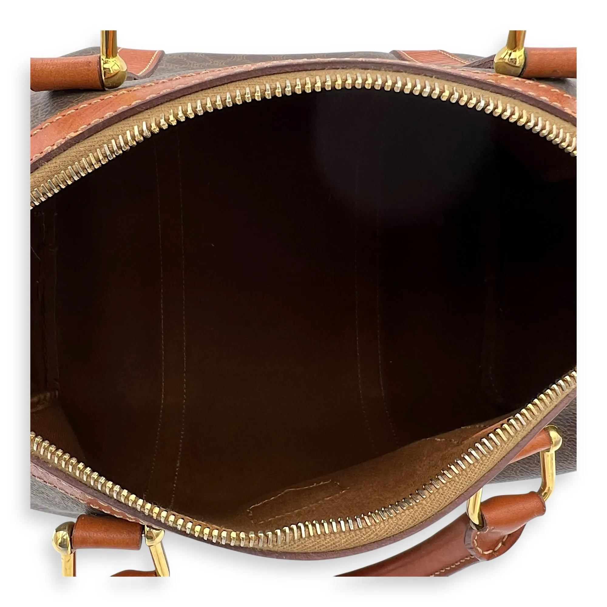 Macadam Top Handle Bag Brown in Calfskin, Gold hardware