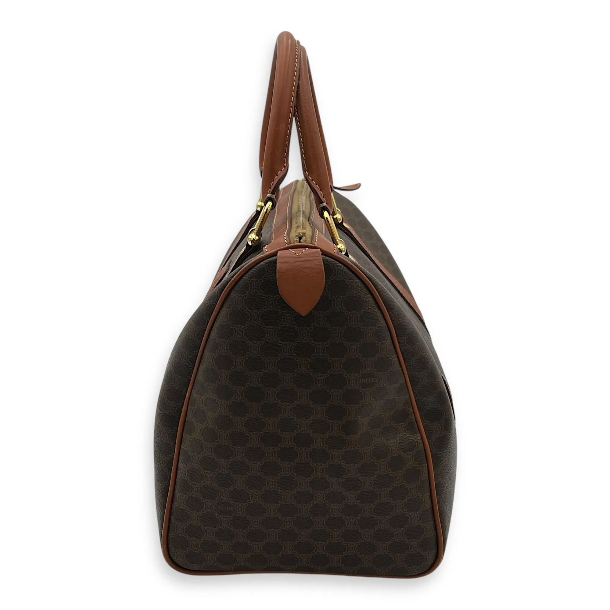 Macadam Top Handle Bag Brown in Calfskin, Gold hardware