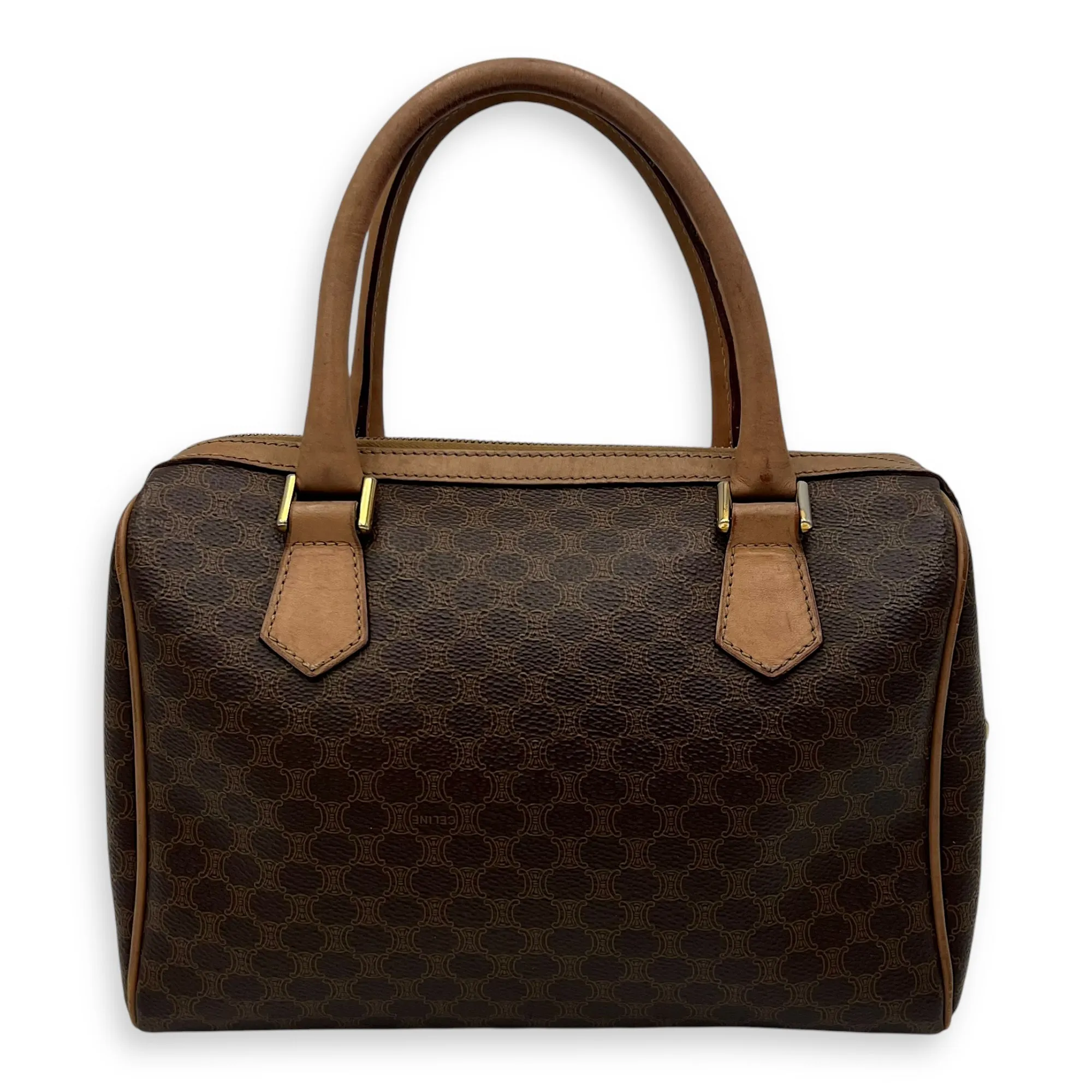 Macadam Top Handle Bag Brown in Coated Canvas, Gold hardware