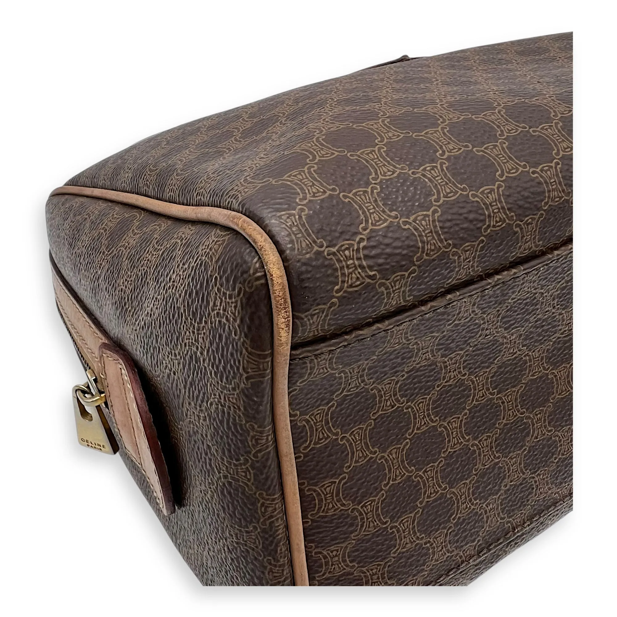 Macadam Top Handle Bag Brown in Coated Canvas, Gold hardware