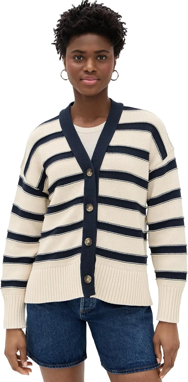 Madewell Women's Oversized Cotton Cardigan in Stripe