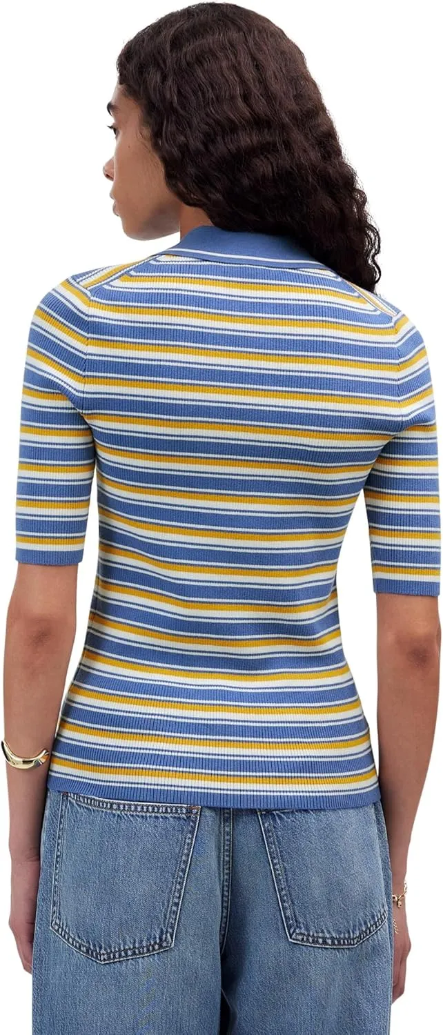 Madewell Women's Stripe Remi Cotton Compact Zip Polo