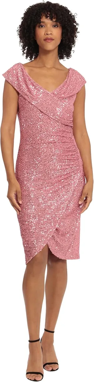 Maggy London Women's Holiday Sequin Dress Event Occasion Cocktail Party Guest of