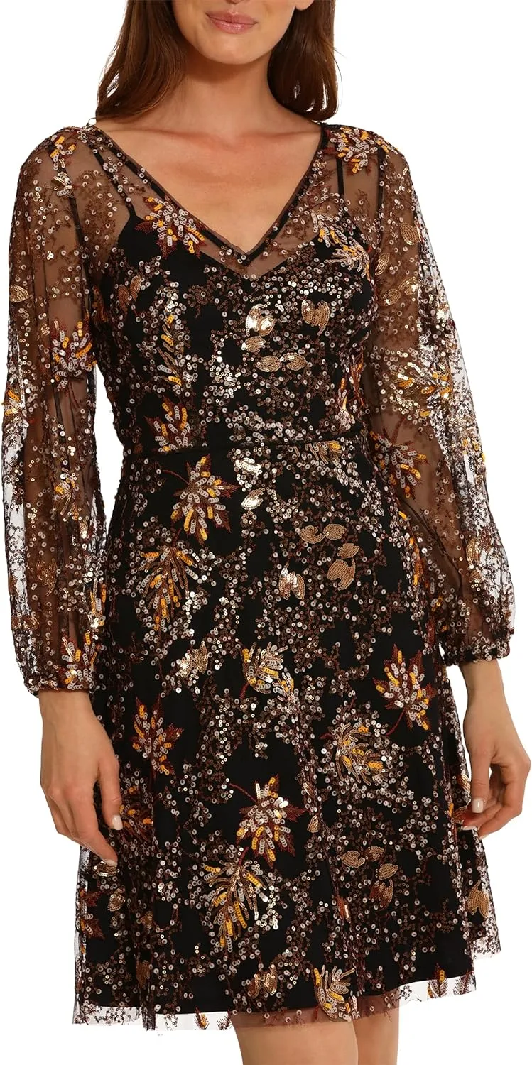 Maggy London Women's Holiday Sequin Dress Event Occasion Cocktail Party Guest of