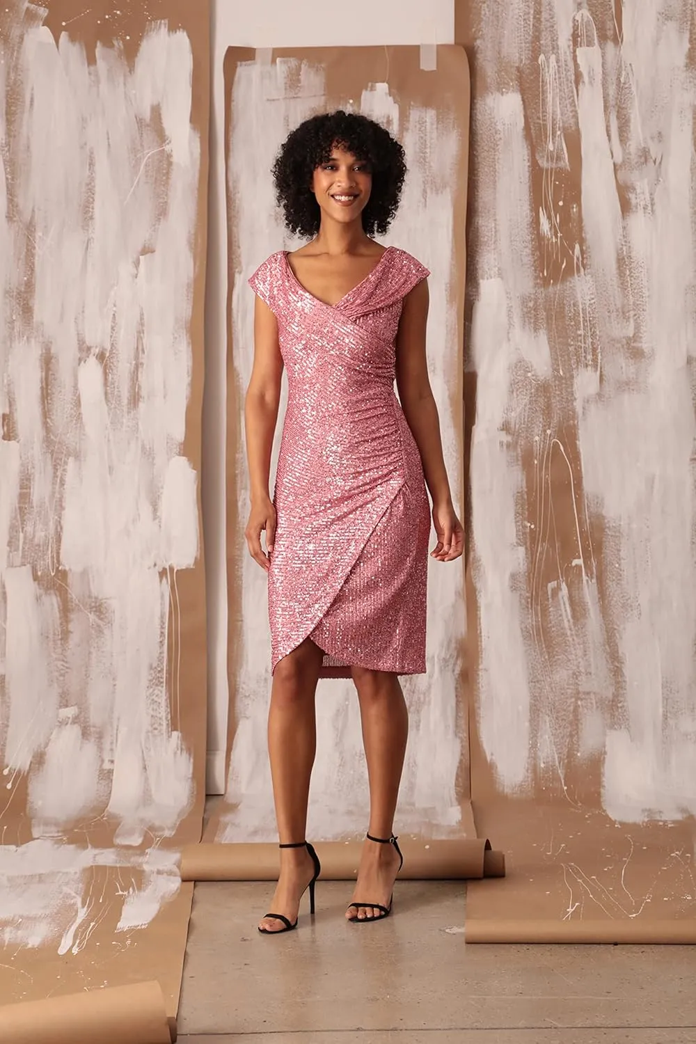 Maggy London Women's Holiday Sequin Dress Event Occasion Cocktail Party Guest of