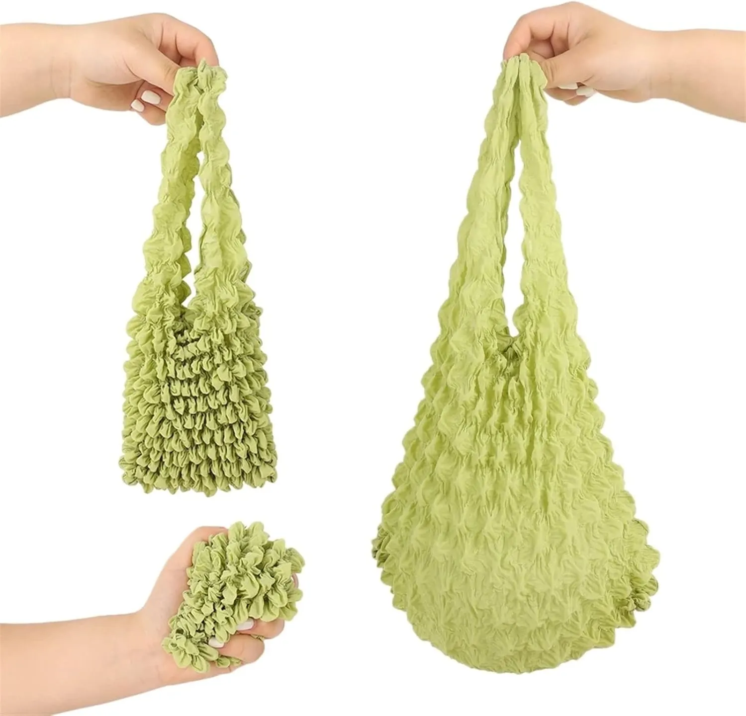 Magic Expansion Fold Pleated Flexible Stretch Mini Bag Large Capacity Bubble Elastic Paddy Portable Shopping Handbag Tote (Color : 05)