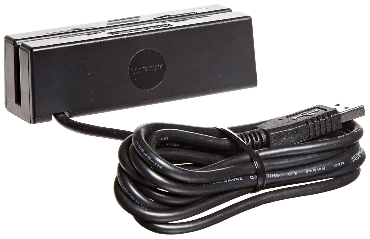 MagTek 21040140 SureSwipe Dual Head Triple Track USB HID Magnetic Stripe Reader with 6' Cable, 60 in/s Swipe Speed, 5V, Black