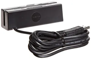 MagTek 21040140 SureSwipe Dual Head Triple Track USB HID Magnetic Stripe Reader with 6' Cable, 60 in/s Swipe Speed, 5V, Black