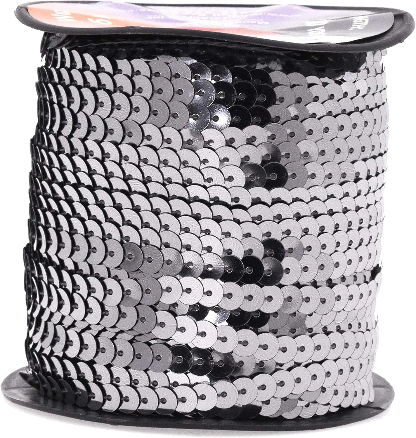 Mandala Craft 6mm Flat Sequin Strip Gunmetal Sequins on a Roll - Gunmetal Sequin Trim by The Yard - 100 Yds String Metallic Sequin Strand for Crafts Sequin Fringe Sewing