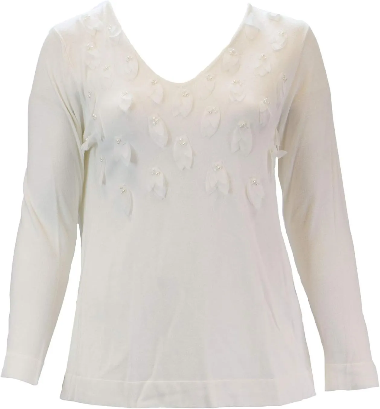 Marina Rinaldi Women's Avorio Embellished Sweater, White