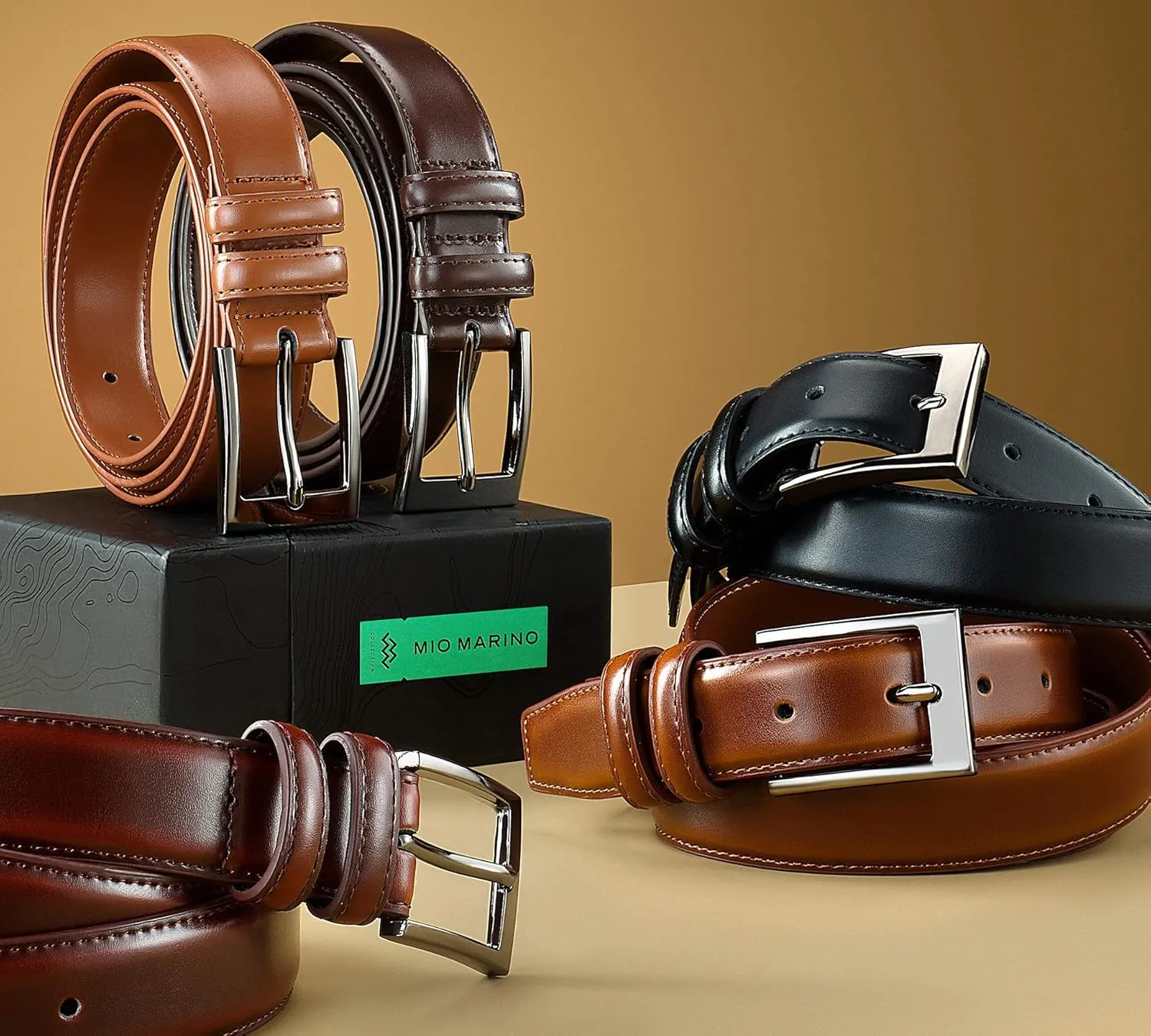 Marino’s Men Genuine Leather Dress Belt with Single Prong Buckle