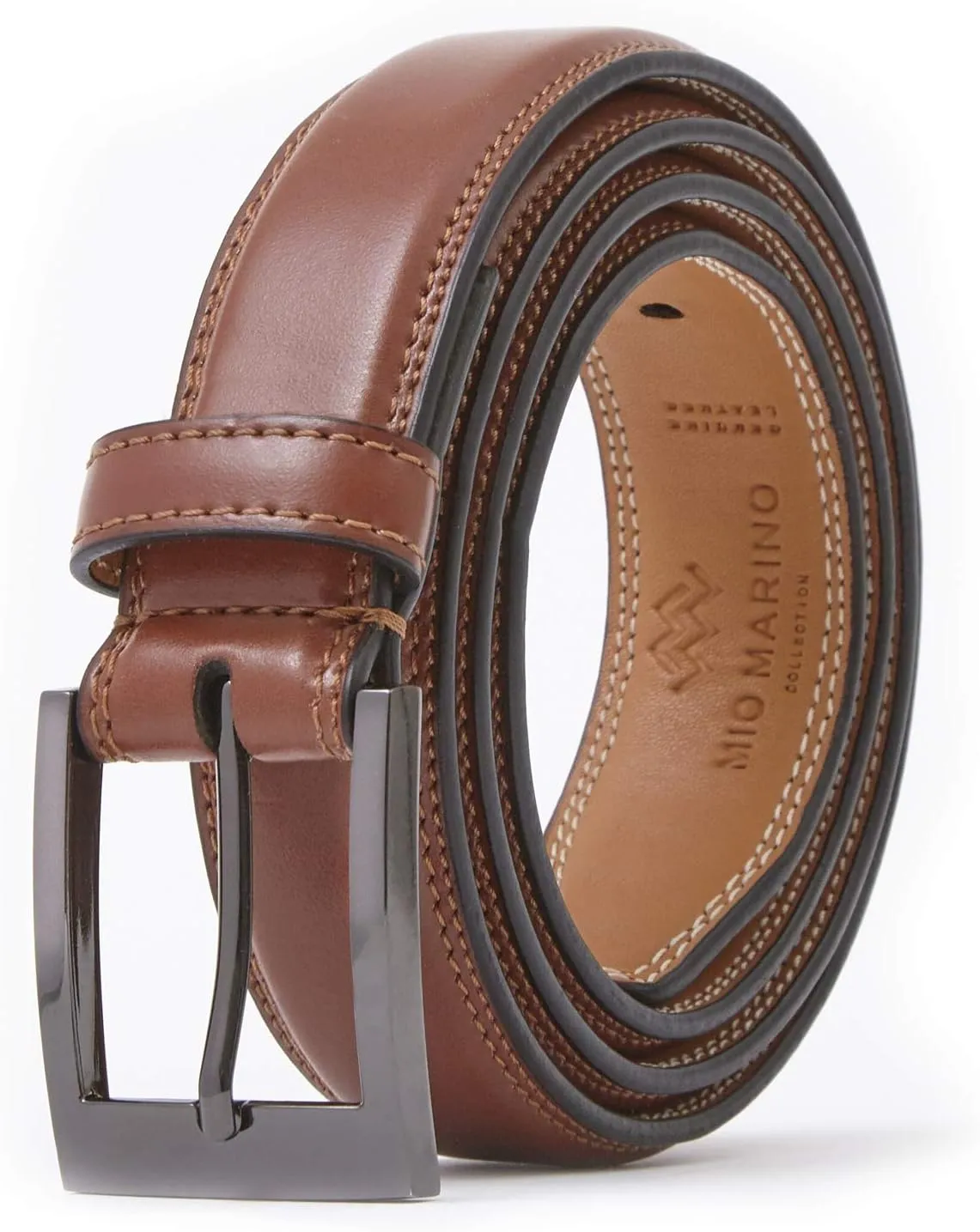 Marino’s Men Genuine Leather Dress Belt with Single Prong Buckle