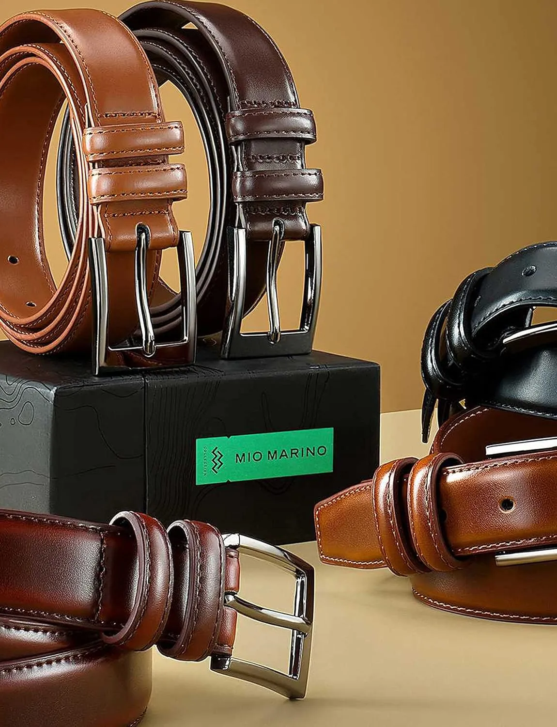 Marino’s Men Genuine Leather Dress Belt with Single Prong Buckle