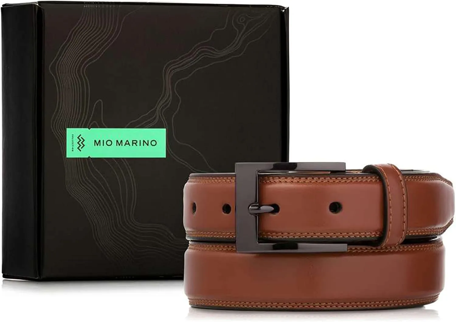 Marino’s Men Genuine Leather Dress Belt with Single Prong Buckle