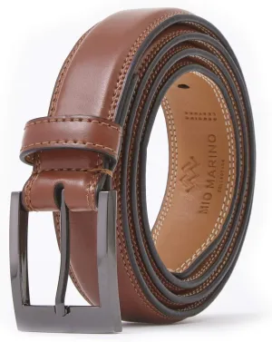 Marino’s Men Genuine Leather Dress Belt with Single Prong Buckle