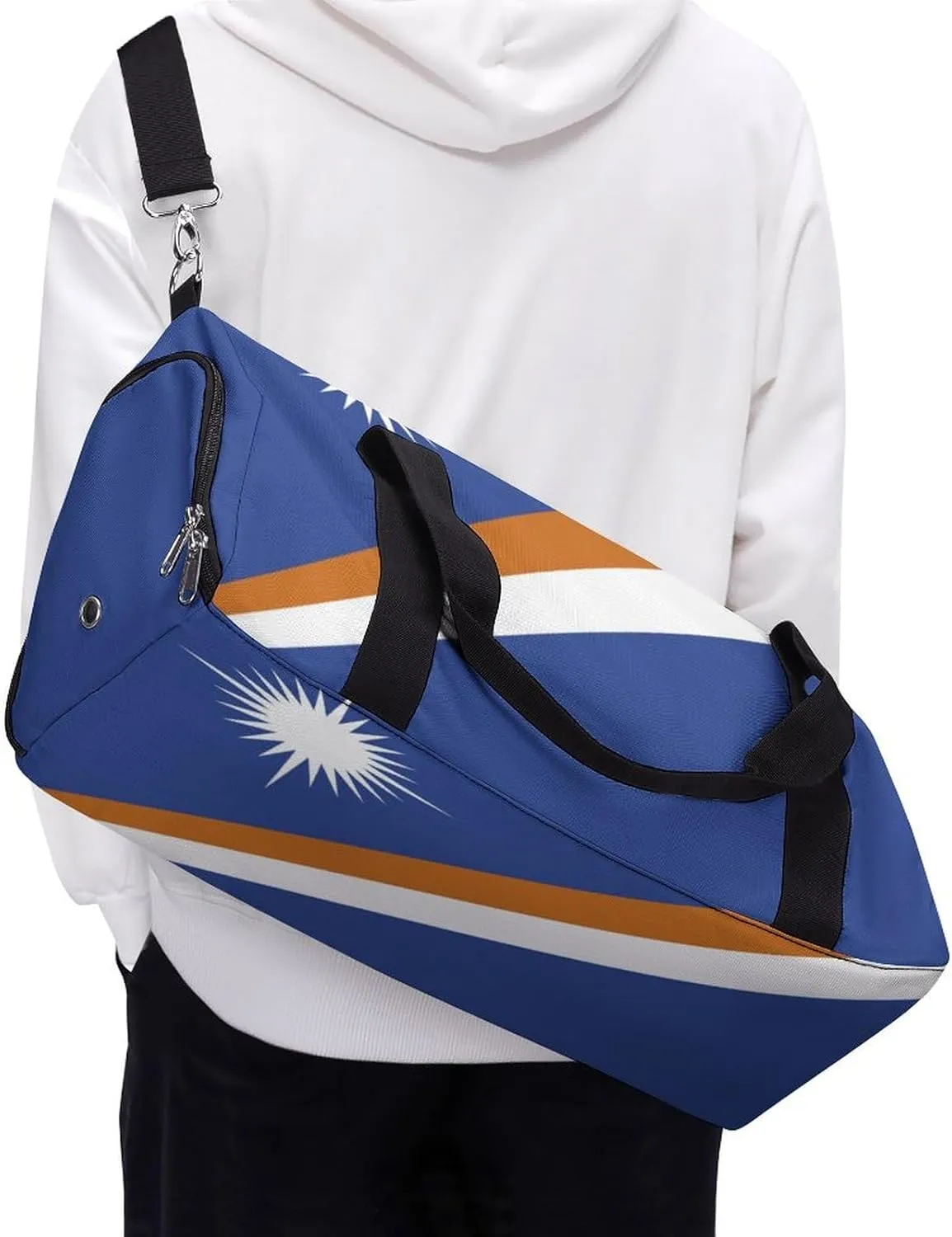 Marshall Lslands Flag Duffel Bag for Men Women Waterproof with Shoe Compartment