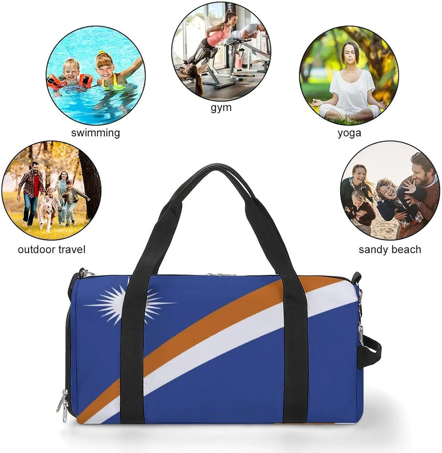 Marshall Lslands Flag Duffel Bag for Men Women Waterproof with Shoe Compartment