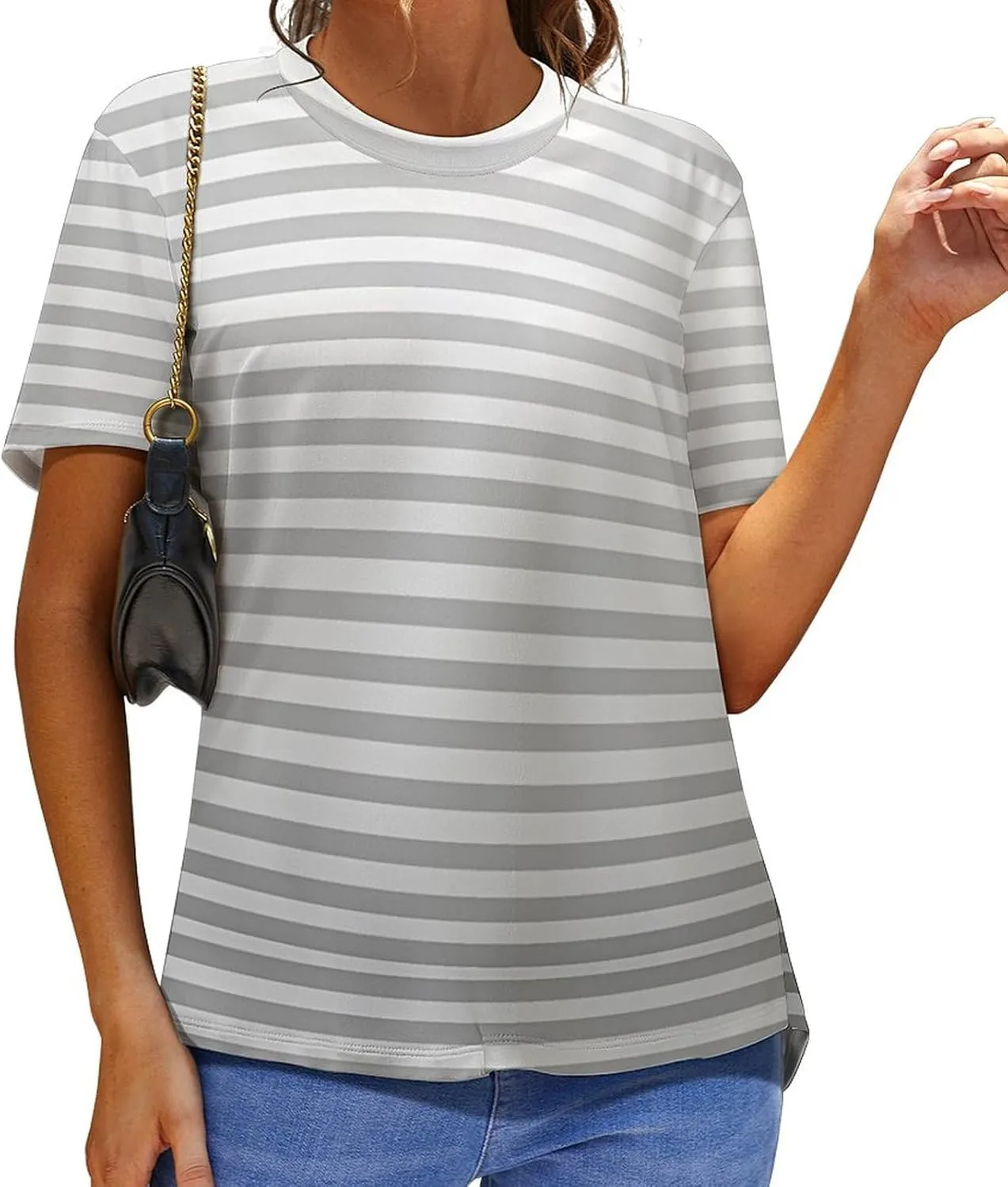 MARSVOVO Women's Camo Tiger Stripe T-Shirt Casual Loose Business Lightweight Hide Belly Summer Novelty Soft Blouse