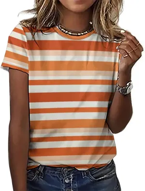 MARSVOVO Women's Camo Tiger Stripe T-Shirt Casual Loose Business Lightweight Hide Belly Summer Novelty Soft Blouse
